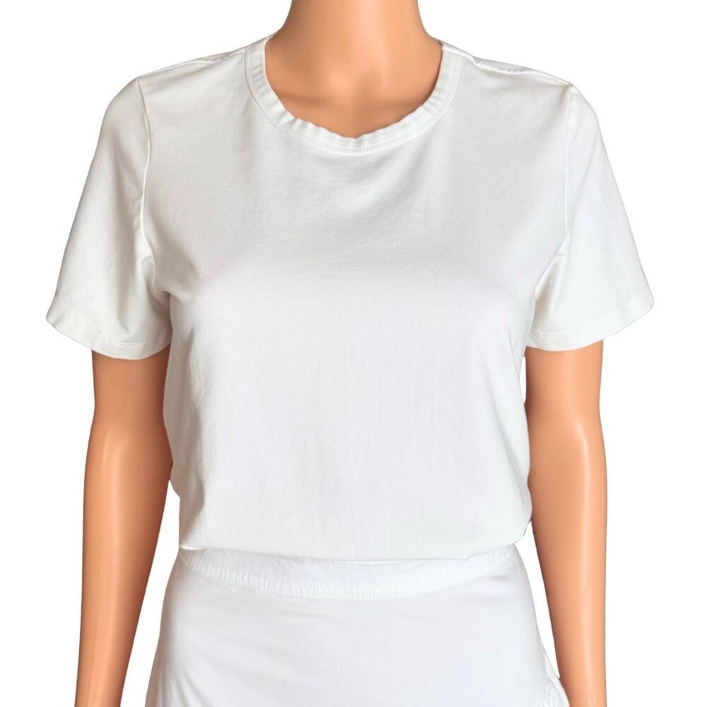 Veronica Beard White Mixed Media T-Shirt Ruffle Dress Small Asymmetrical Casual - Picture 5 of 8